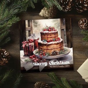 Rustic cozy Christmas scene vintage festive  Holiday Card