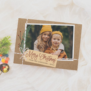 Rustic Craft Package Merry Christmas Holiday Photo Card