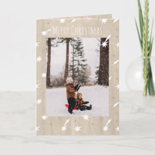 Rustic Craft Paper Christmas Star Photo Holiday Card