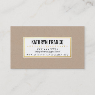 RUSTIC CRAFTY KRAFT bold cute stylish black gold Business Card