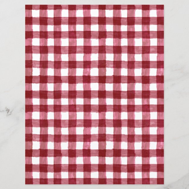 Rustic Cranberry Red Gingham Paper Sheet (Front)