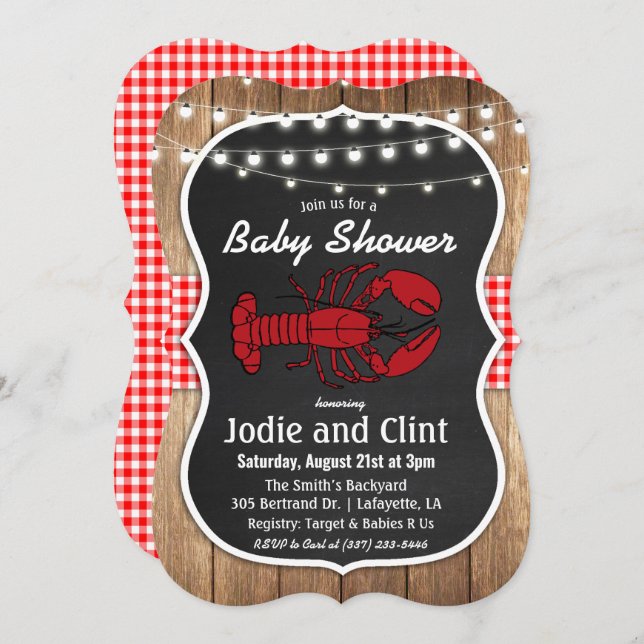 Rustic Crawfish Boil Baby Shower Invitation (Front/Back)