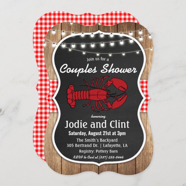Rustic Crawfish Boil Couples Shower Invitation (Front/Back)