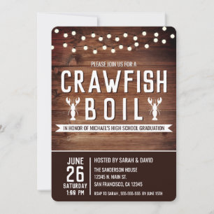 Rustic Crawfish Boil Graduation Party Invitation