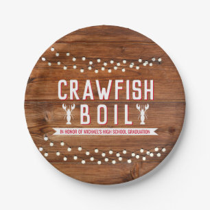 Rustic Crawfish Boil Graduation Party Paper Plate