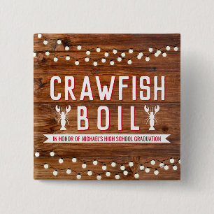 Rustic Crawfish Boil Graduation Reunion Party 15 Cm Square Badge