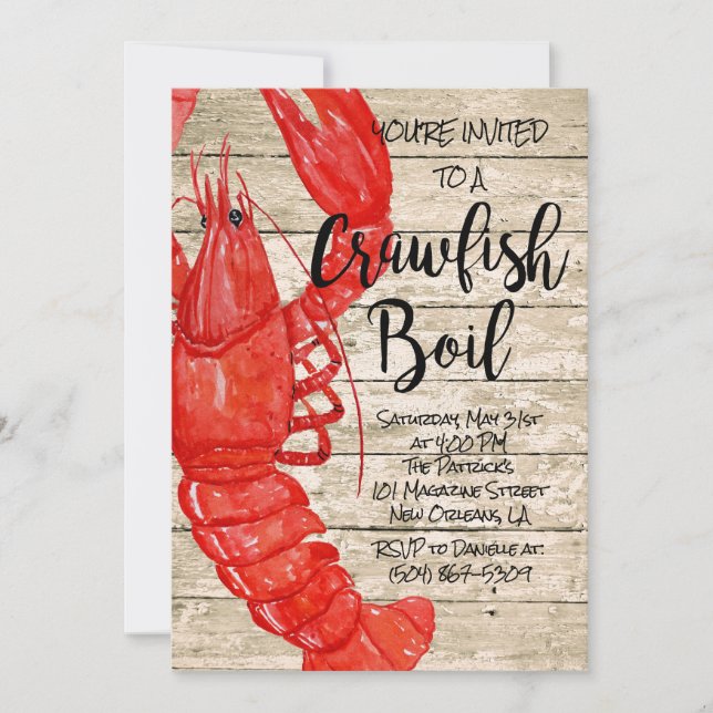 Rustic Crawfish Boil Invitation (Front)