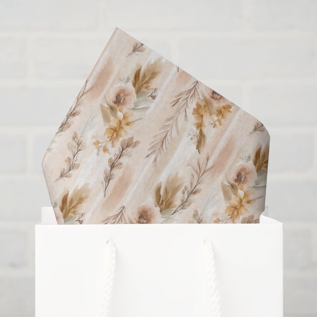 Rustic Cream Boho Floral Birthday Tissue Paper (Gift Bag)