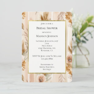 Rustic Cream Boho Floral Bridal Shower Invitation