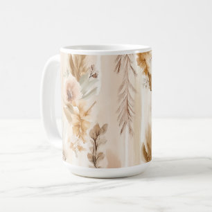 Rustic Cream Boho Floral Coffee Mug