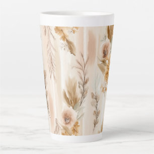 Rustic Cream Boho Floral Latte Mug