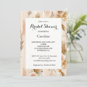 Rustic Cream Border Boho Floral Bridal Shower Invitation