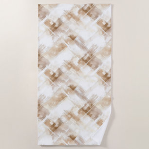 Rustic Cream Brown Stripes Beach Towel