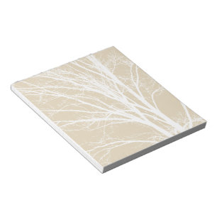 Rustic cream brown white tree branches notepad