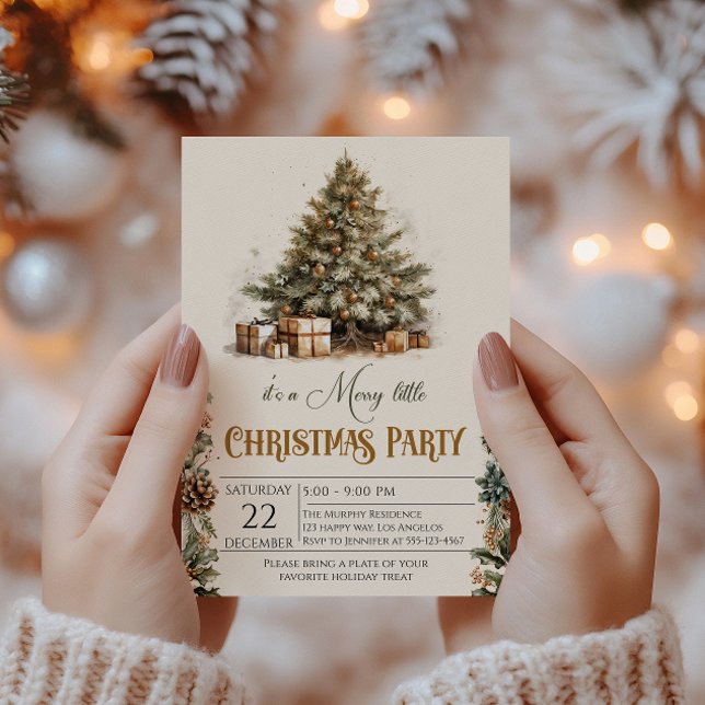 Rustic Cream Christmas Party Invitation  (Creator Uploaded)