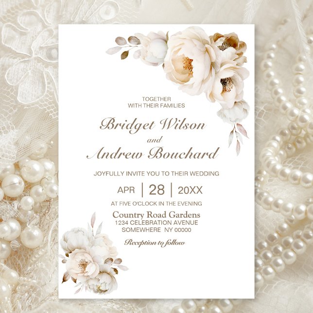 Rustic Cream Floral Wedding Invitation (Creator Uploaded)