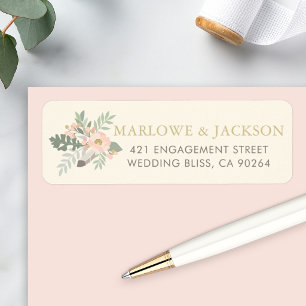 Rustic Cream Pink Boho Feather Wedding Address