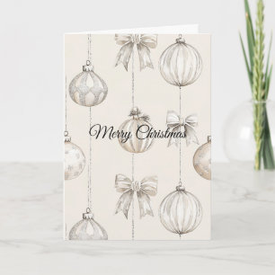 Rustic Cream Snowflakes Ornaments Christmas Card