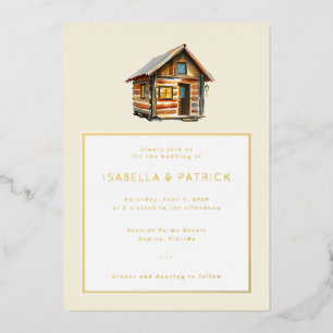 Rustic Cream Watercolor Cabin Illustration