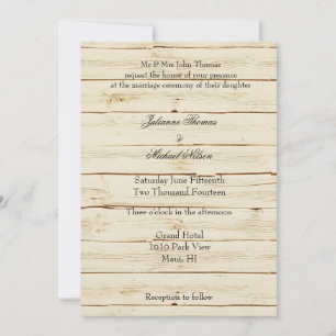Rustic Cream Wood Wedding Invitation