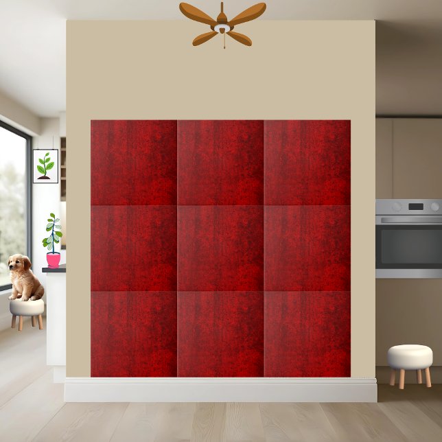 Rustic Crimson Red Grunge Texture Ceramic Tile (Creator Uploaded)