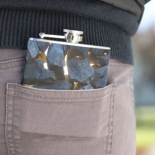 Rustic Croatian Stone Wall Photography  Hip Flask (In Situ)