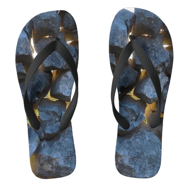 Rustic Croatian Stone Wall Photography  Jandals (Footbed)