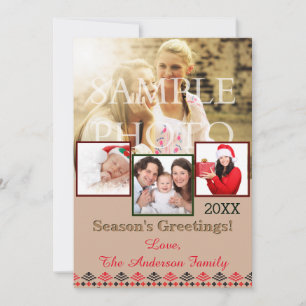 Rustic Crochet Collage Holiday Photo Card