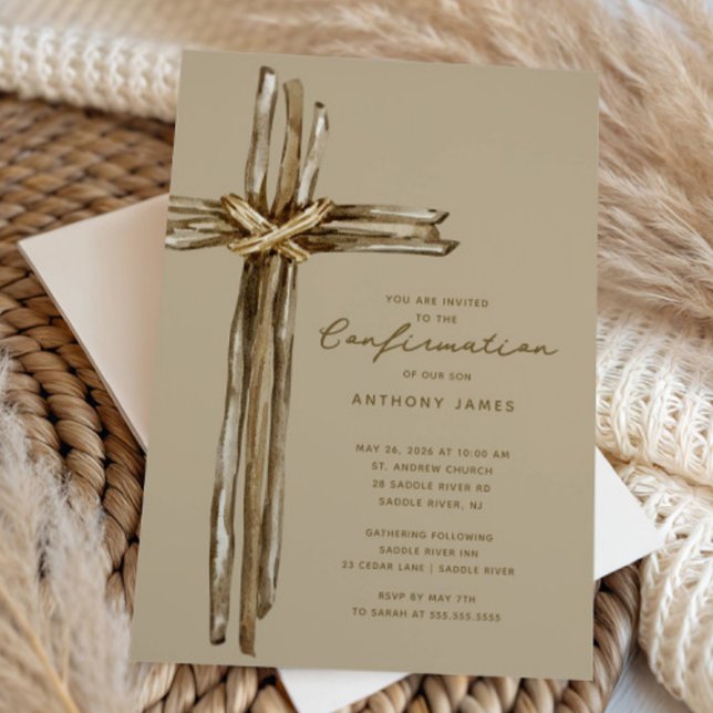 Rustic Cross Confirmation Invitation (Creator Uploaded)