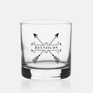 Rustic Crossed Arrows w/Name ID615 Whiskey Glass