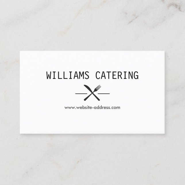 Rustic Crossed Fork Knife Logo Business Card (Front)