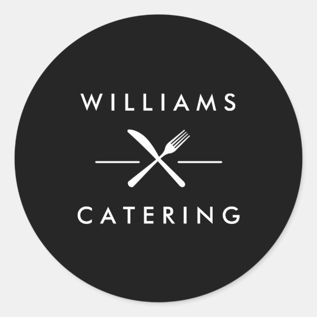 Rustic Crossed Fork Knife Logo Classic Round Sticker (Front)