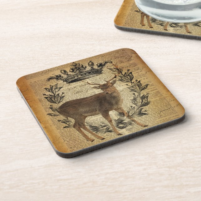 Rustic crown outdoorsman whitetail buck Deer Coaster (Left Side)