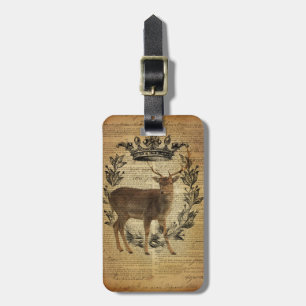 Rustic crown outdoorsman whitetail buck Deer Luggage Tag