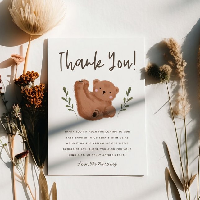 Rustic Cub Bear Baby Shower Thank You Card (Creator Uploaded)