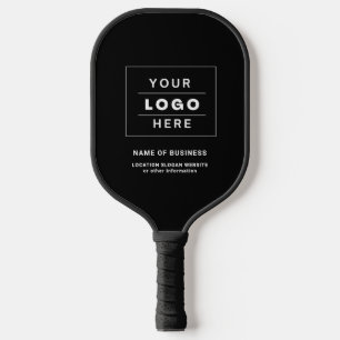 Rustic Custom Business Logo Black and White Pickleball Paddle