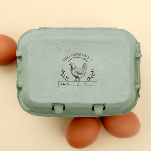 Rustic Custom Chicken Farm Laid Date Rubber Stamp