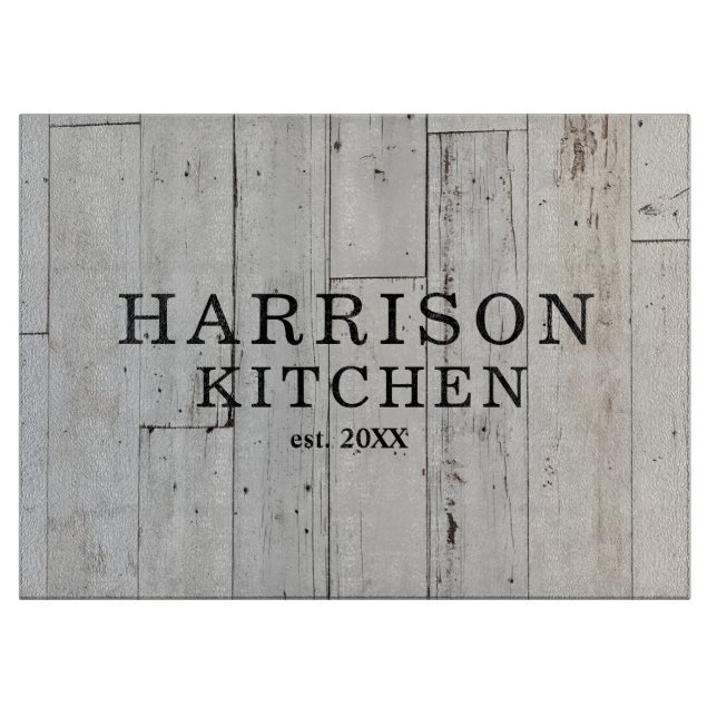Rustic Custom Kitchen Name Cutting Board (Front)
