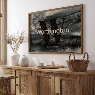 Rustic Custom Last Name Farmhouse Watercolor Poster