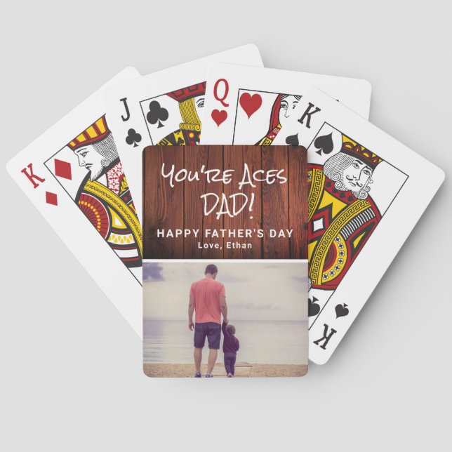 Rustic Custom Photo Father's Day Playing Cards (Back)
