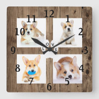 Rustic Custom Photo Pet College Acrylic Wall Clock