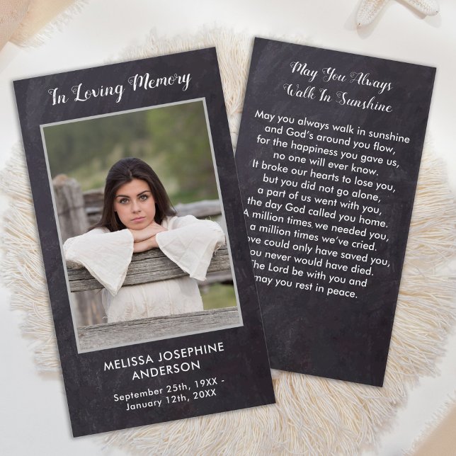Rustic Custom Photo Sympathy Funeral Prayer Card (Creator Uploaded)