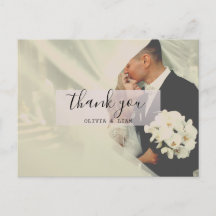 Rustic Custom Photo Wedding Thankyou Postcard