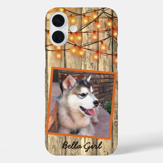 Rustic Custom Square Photo Alaskan Malamute Puppy  Case-Mate iPhone Case (Back)