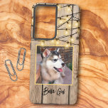Rustic Custom Square Photo Alaskan Malamute Puppy  Samsung Galaxy Case<br><div class="desc">This design features an adorable close-up photograph of an Alaskan Malamute puppy as a placeholder. You can leave it or replace the square image with your favourite pet or people photo. Fill in the text field with a name, initials, remove the text or edit using the design tool to select...</div>