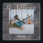 Rustic Custom Your Photo Wooden Script Wall Clock<br><div class="desc">Rustic Custom Your Photo Wooden Script Wall Clock</div>