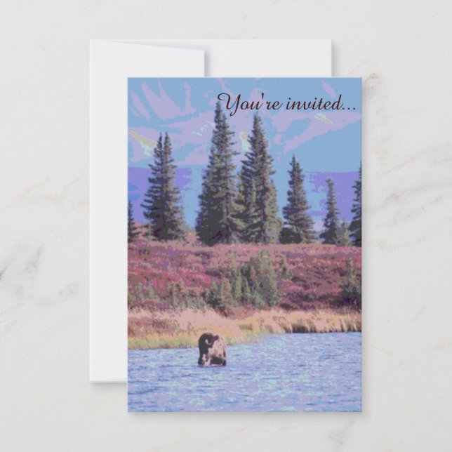 Rustic customisable moose wedding invitations (Front)