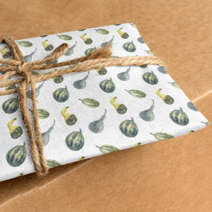 Rustic Cute Autumn Green and yellow Pumpkins  Tissue Paper