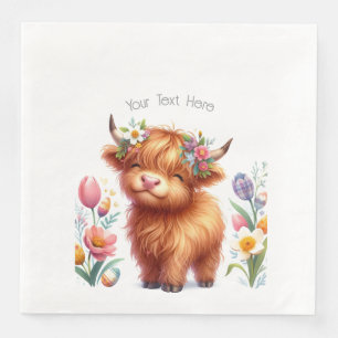 Rustic Cute Baby Highland Cow Baby Shower Napkin