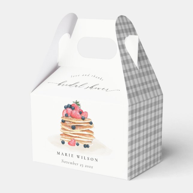 Rustic Cute Fruit Pancake Watercolor Bridal Shower Favour Box (Front Side)